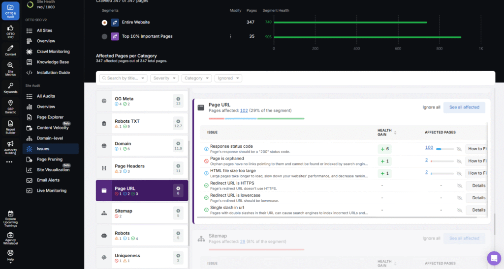 Site Audit Page URL