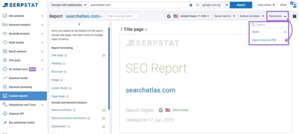 export from serpstat 7