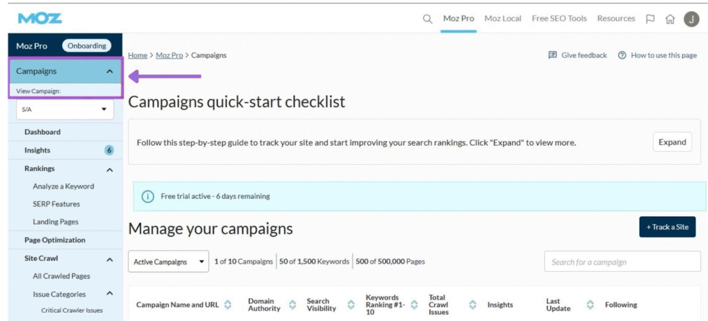 export moz pro campaign 1