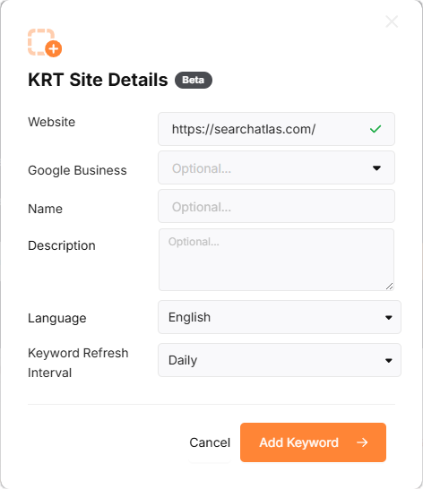 Search Atlas Keyword Rank Tracker step 2