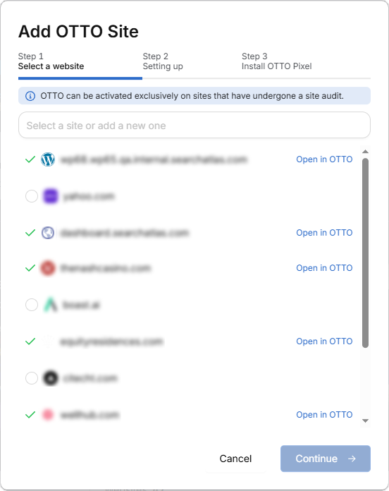 search atlas set up OTTO step 2
