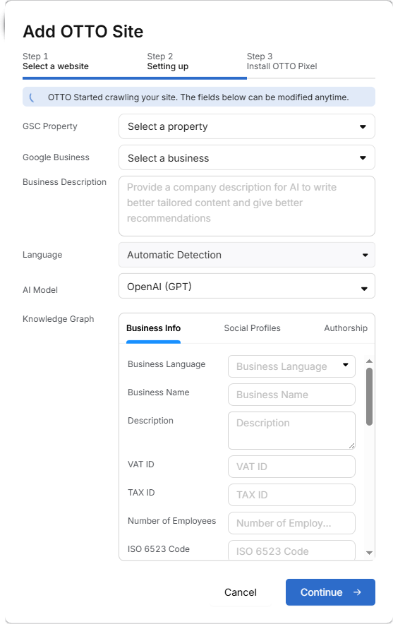search atlas set up OTTO step 3