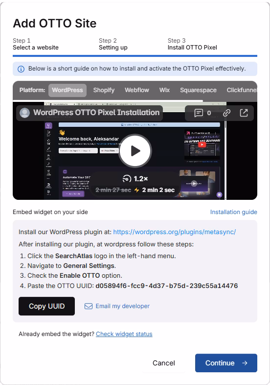 search atlas set up OTTO step 4