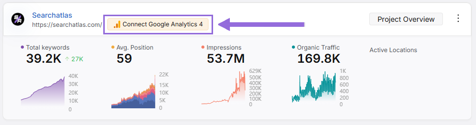 search atlas Connect google analytics step 1