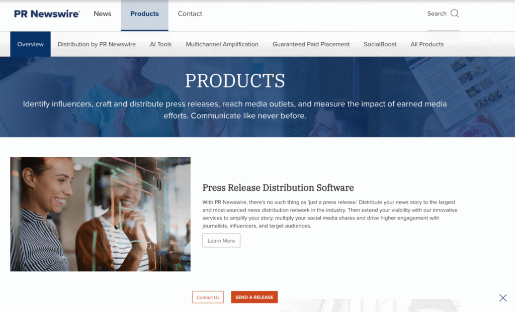 PR Newswire dashboard