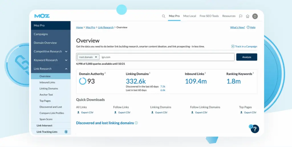 moz pro dashboard