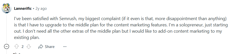 Semrush limits access to low-tier plans