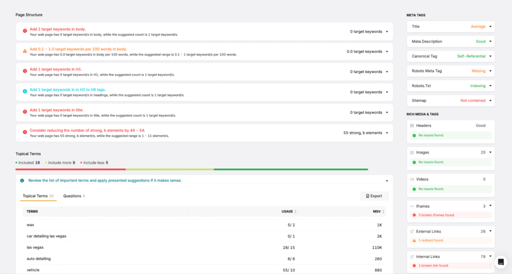 search atlas on page audit
