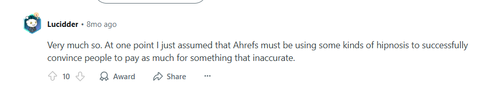 Ahrefs users concerned about the tool's data accuracy