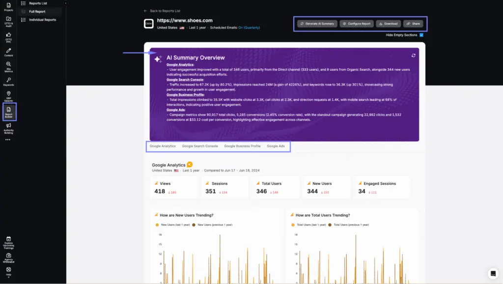 search atlas report builder tool