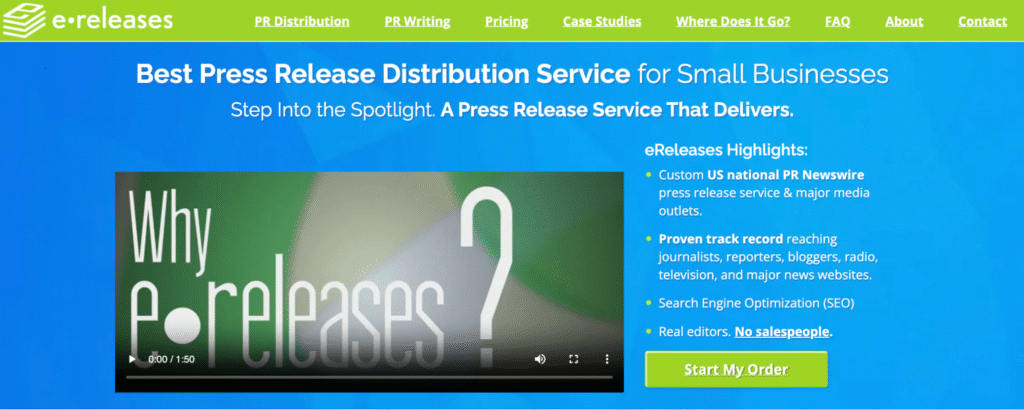 EReleases pr distribution service website