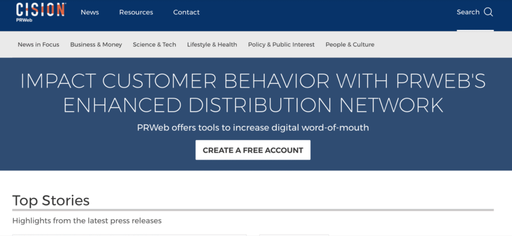 PRWeb pr distribution network