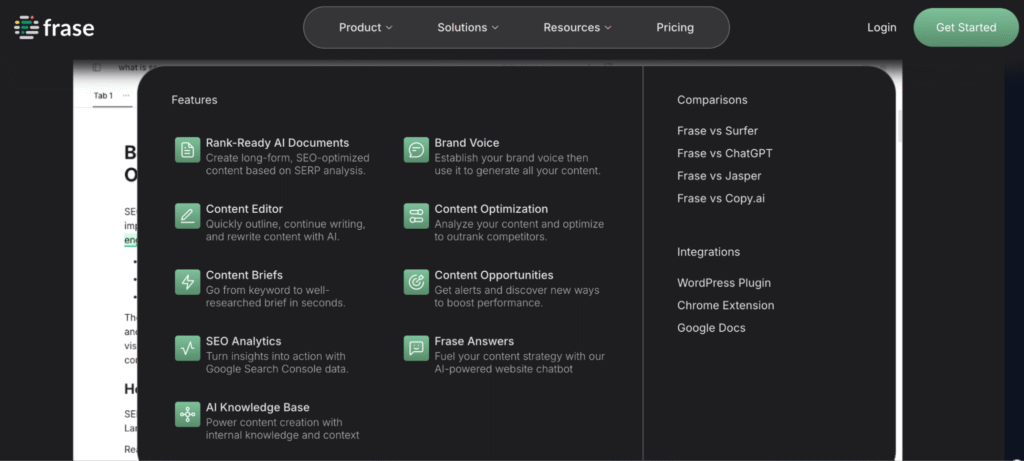 tools in frase seo tool