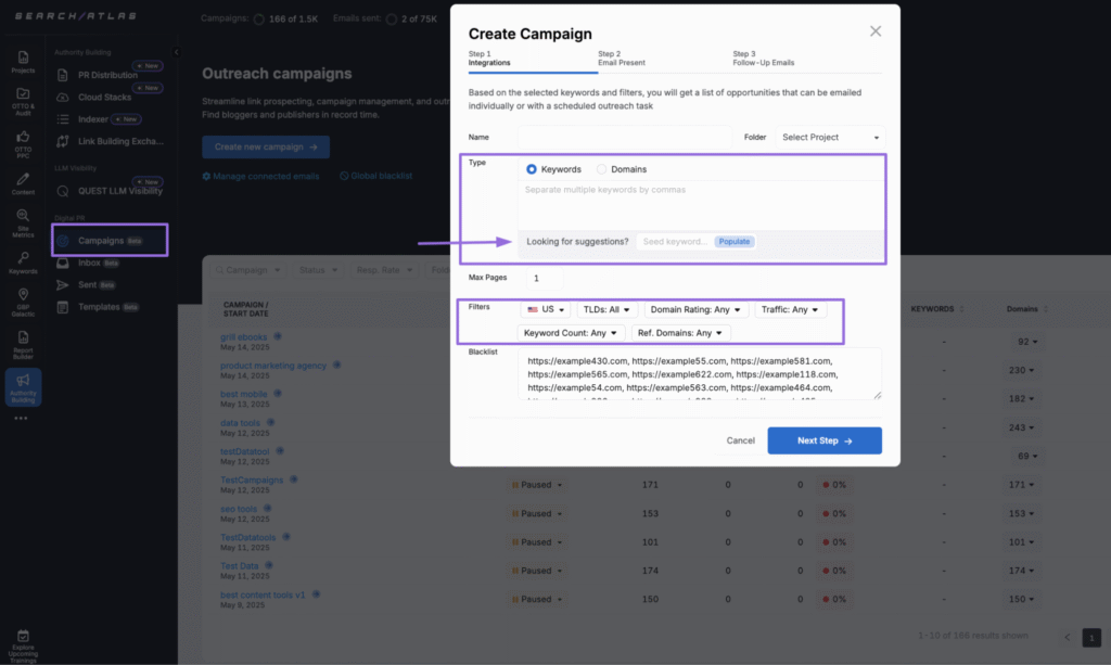 outreach campaign search atlas