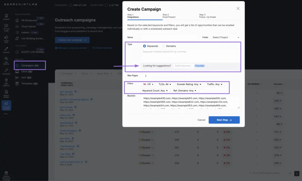 outreach campaign search atlas