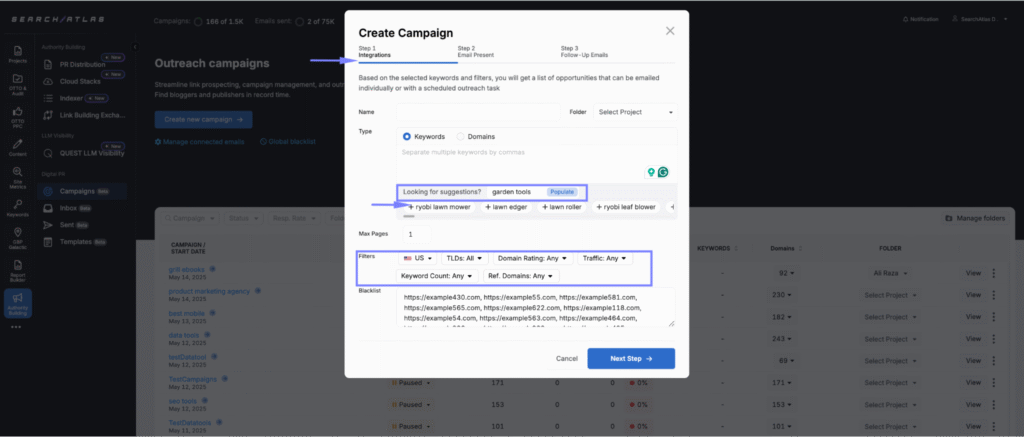outreach campaign search atlas
