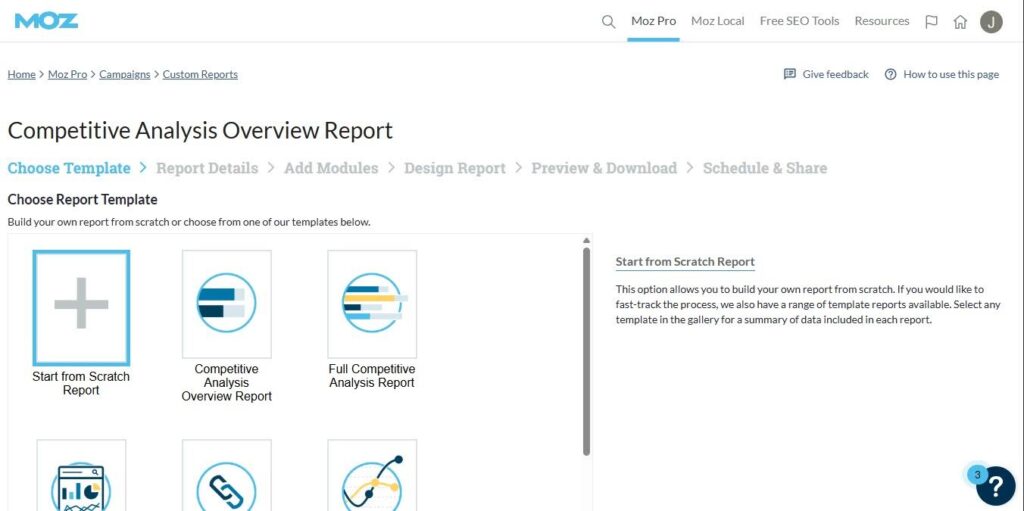 moz pro competitive analysis report overview