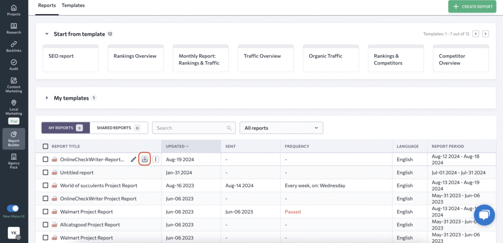 se ranking data report download