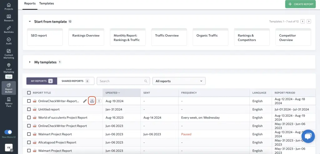 se ranking data report download