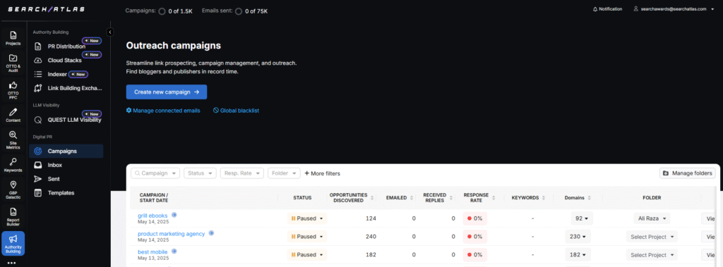 search atlas blog outreach campaigns
