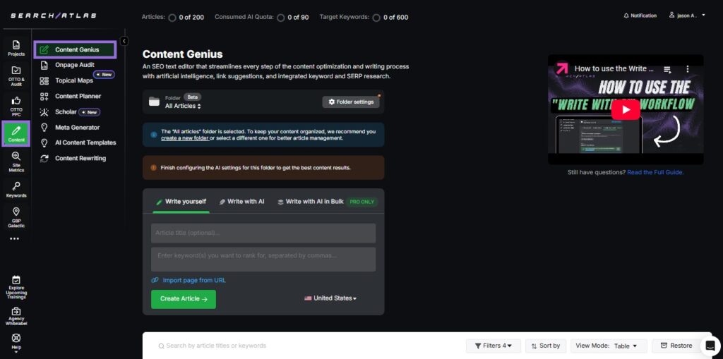 search atlas content genius workflow step 1
