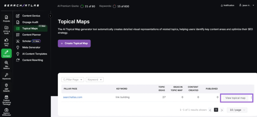 search atlas create topical map step 4