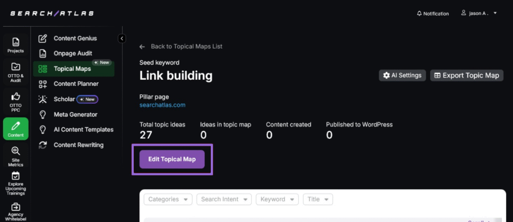 search atlas create topical map step 5