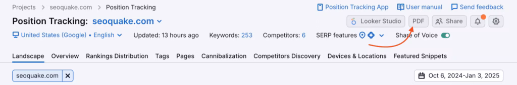 semrush export position tracking