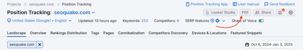 semrush export position tracking