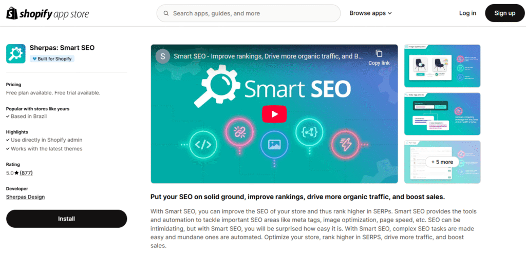 sherpas smart seo via shopify