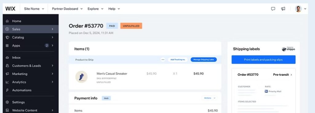 wix e-commerce