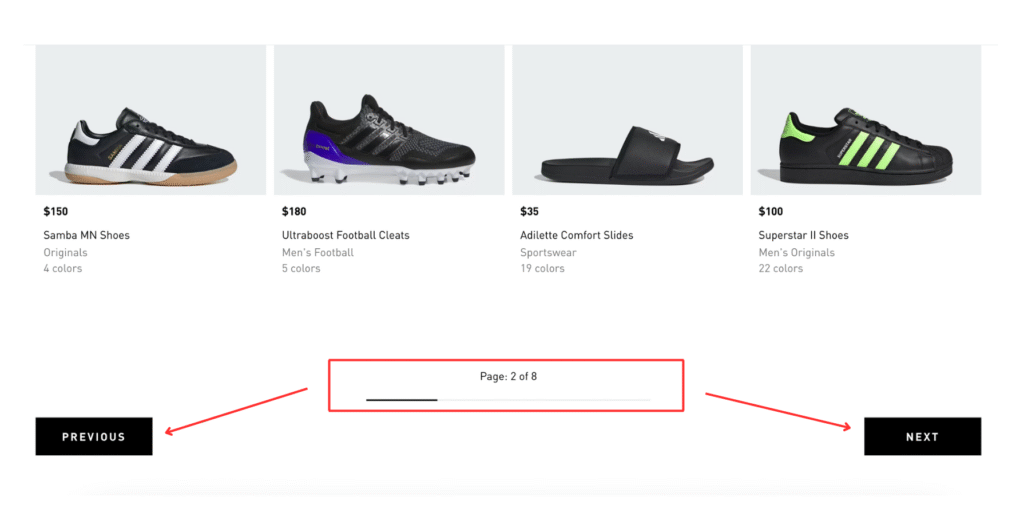 Pagination in SEO example