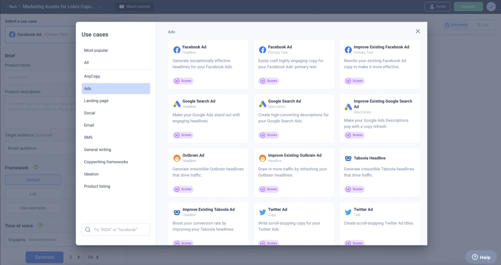 Anyword ads writer tool