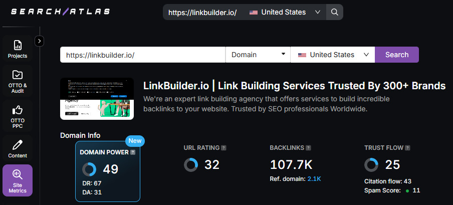 linkbuilder.io site explorer example