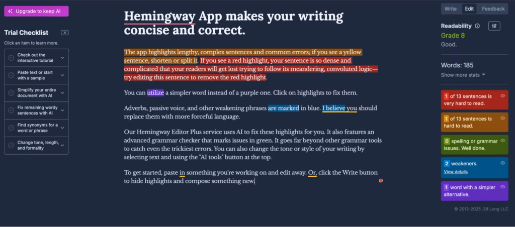 hemingway app