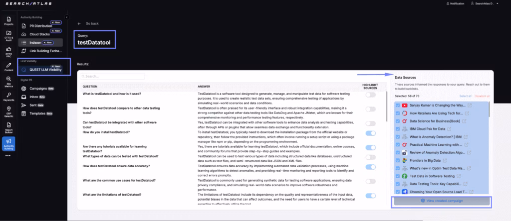 search atlas QUEST LLMO tool