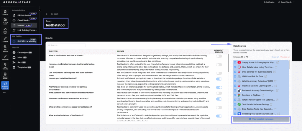 search atlas QUEST LLMO tool