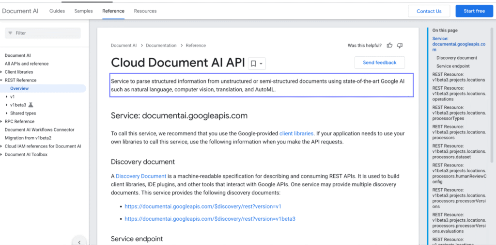Google Cloud Document AI API