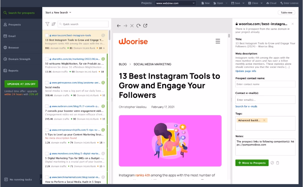 SEO PowerSuite LinkAssistant