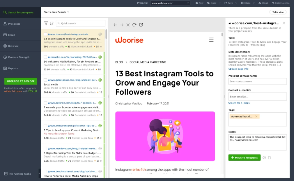 SEO PowerSuite LinkAssistant