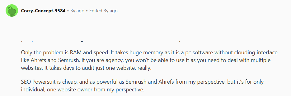 SEO PowerSuite Reddit review 3