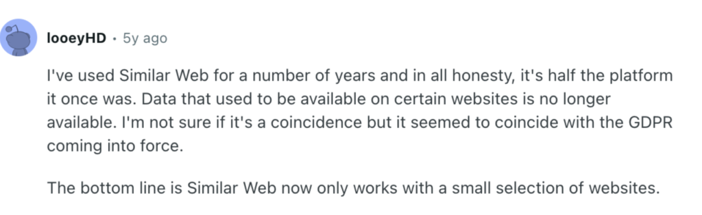 review of the similarweb seo tool on reddit