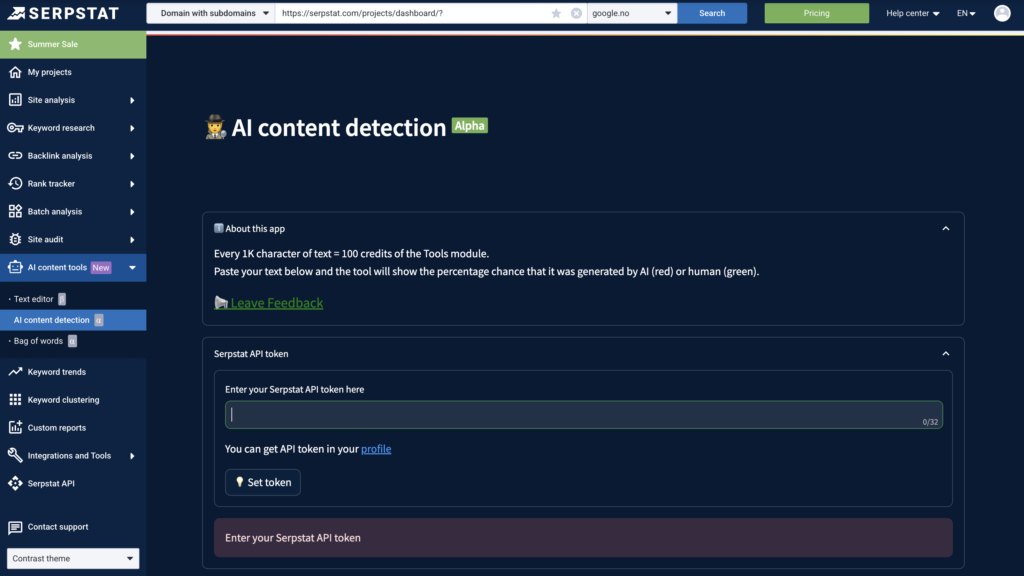 serpstat AI content detection