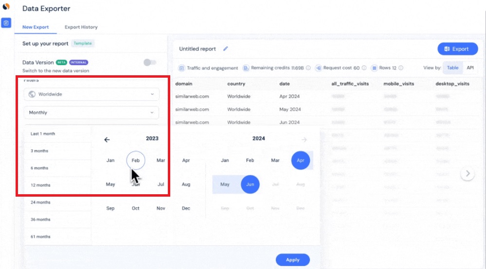 similarweb data exporter step 2