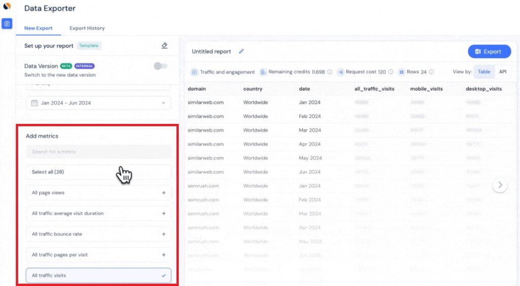 similarweb data exporter step 3