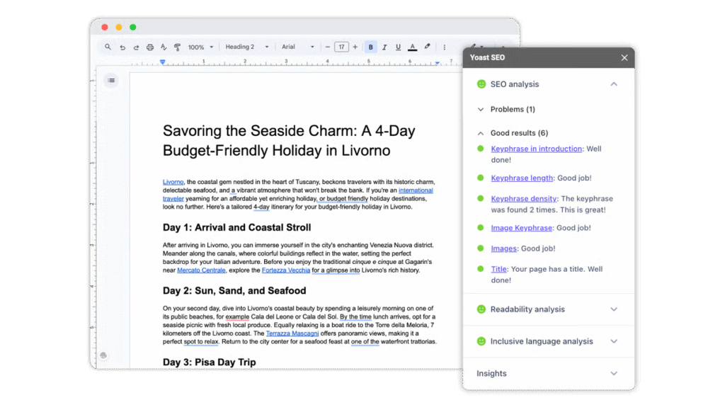 yoast google docs addon