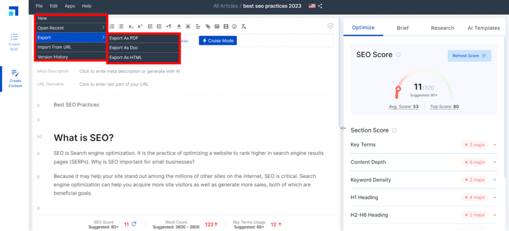 Scalenut Content Export