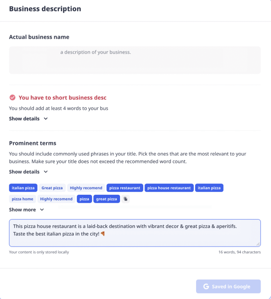 Localo GBP Audit tool