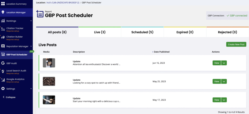 GBP Post Scheduler brightlocal tool