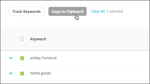 domain keywords copy to clipboard conductor